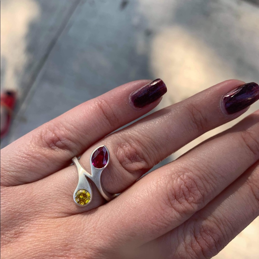 Ruby And Citrine Sterling - Silver Ring - image 3